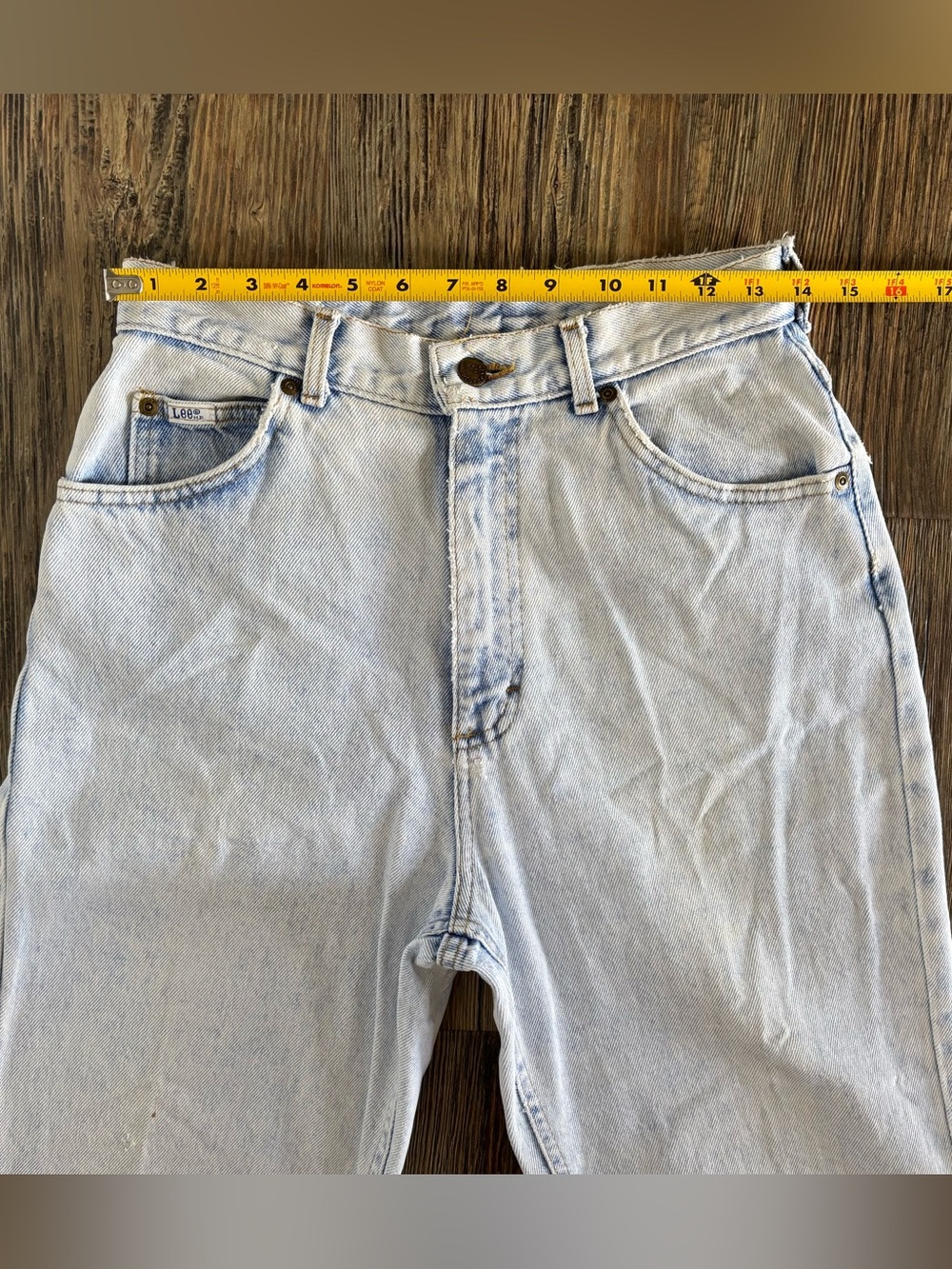 *FLAWS* Vtg Lee High Waist Tapered Light Wash Denim Jeans 10L Western Yoke 80s - Picture 7 of 16